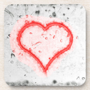 Red heart hard plastic coasters