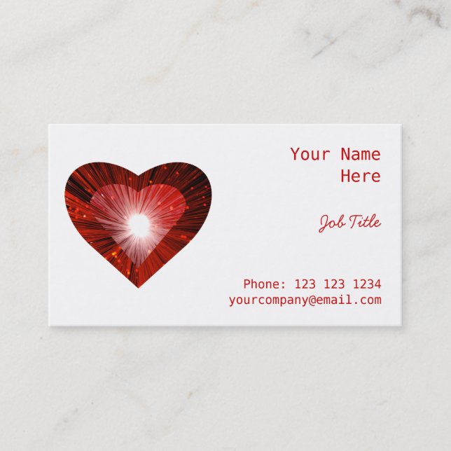 Red Heart 'heart' business card side red (Front)