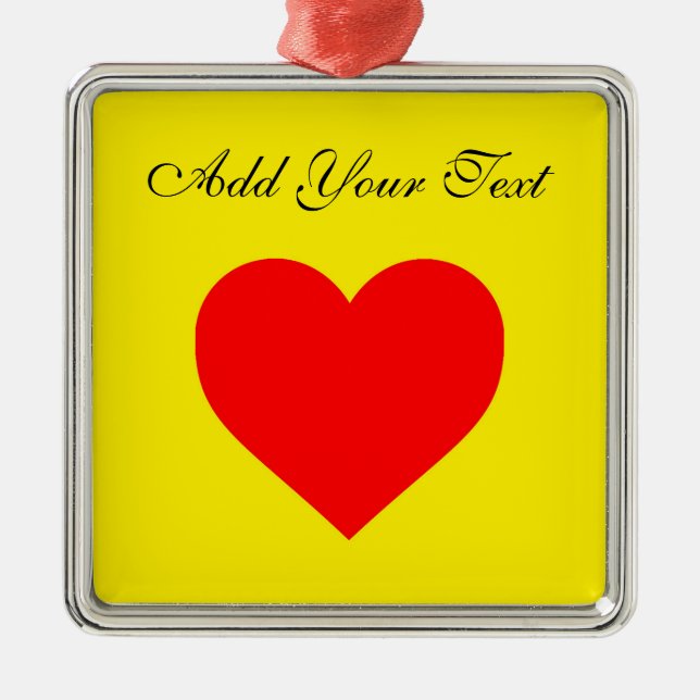 Red Heart Heat Personalised Metal Tree Decoration (Front)