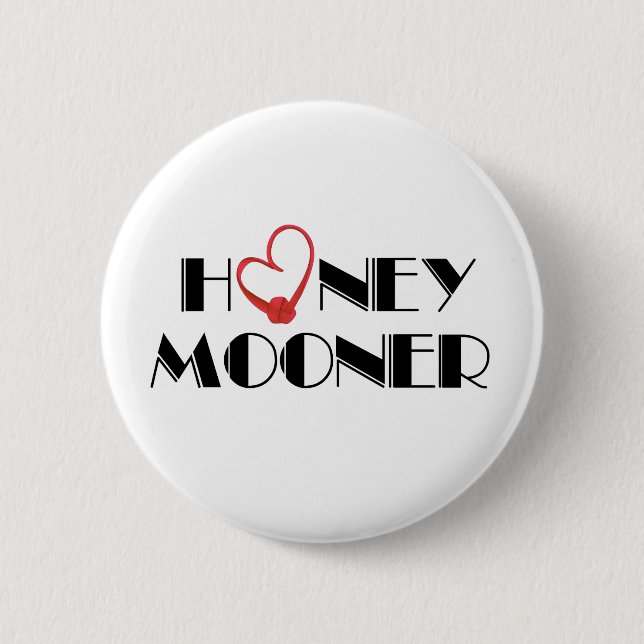 Red Heart Honeymooner 6 Cm Round Badge (Front)