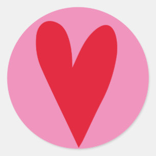 Red Heart - Hot Pink Valentine / Wedding  Classic Round Sticker