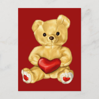 Red Heart Hypnotising Cute Teddy Bear Postcard