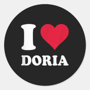 Red Heart I Love Doria Classic Round Sticker