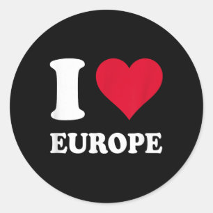 Red Heart I Love Europe Classic Round Sticker