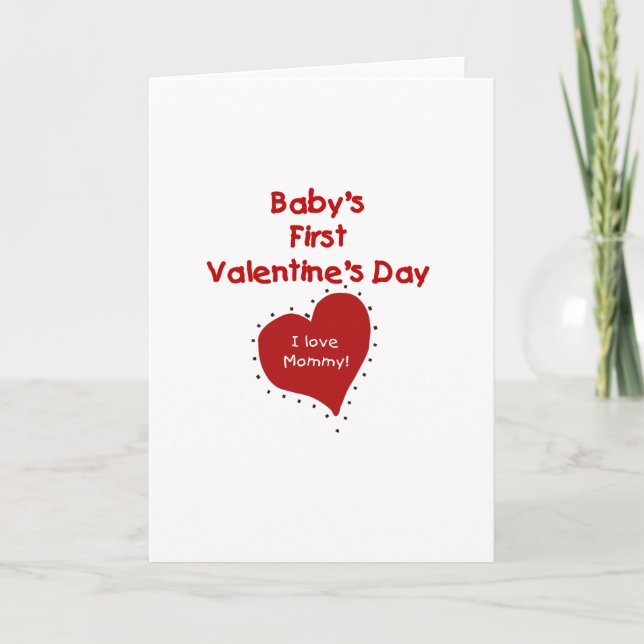 Red  Heart I Love Mummy First Valentines Day Card (Front)