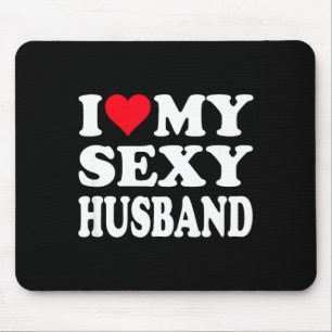 Red heart i love my husband Design Mouse Mat
