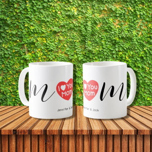 Red Heart I Love You Mum Mother's Day Coffee Mug