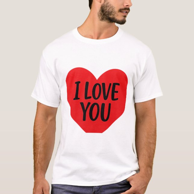 Red Heart “I LOVE YOU” – Romantic Minimalist Desig T-Shirt (Front)