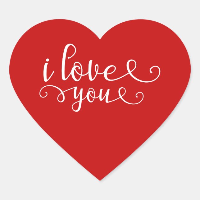 Red heart I love you Valentine’s Day Sticker (Front)