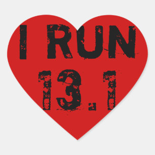 Red Heart I Run 13.1 Sticker