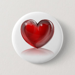 Red heart illustration 6 cm round badge