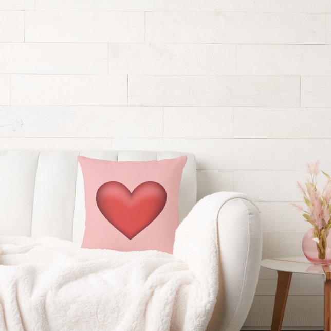 Red Heart Illustration On Blush Pink Background Cushion (Couch)