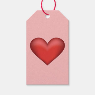 Red Heart Illustration On Blush Pink Background Gift Tags