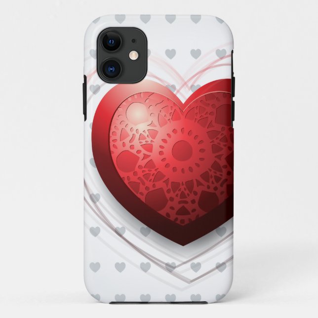 Red heart, iPhone case (Back)