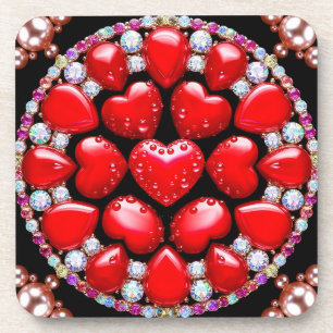 Red Heart Jewellery Circle Coaster