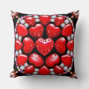 Red Heart Jewellery Circle Cushion