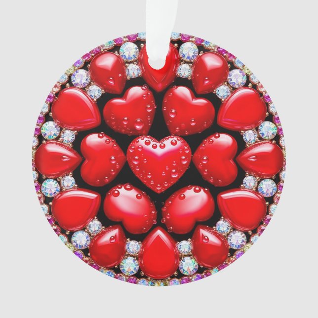Red Heart Jewellery Circle Ornament (Front)