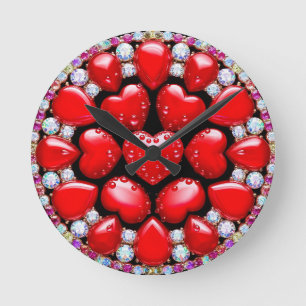 Red Heart Jewellery Circle Round Clock