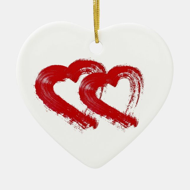 Red Heart Just Married Ornament (Front)