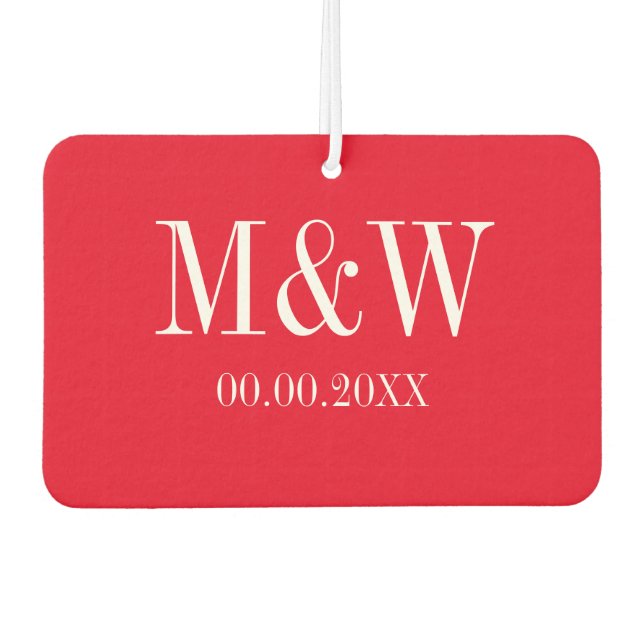 Red heart just married wedding car air freshener (Front)