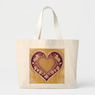 Red Heart Lace AI art  Large Tote Bag