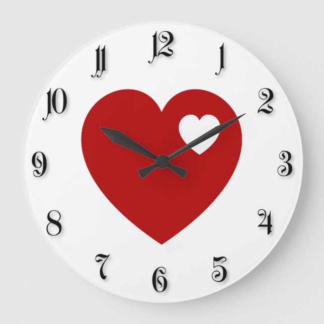Red heart large clock (Front)