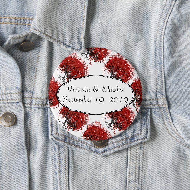 Red Heart Leaf Tree 10 Cm Round Badge (In Situ)