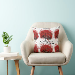 Red Heart Leaf Tree Cushion