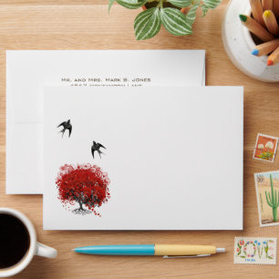 Red Heart Leaf Tree Envelope