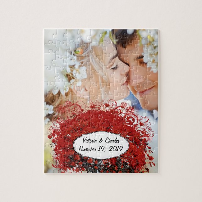 Red Heart Leaf Tree Jigsaw Puzzle (Vertical)