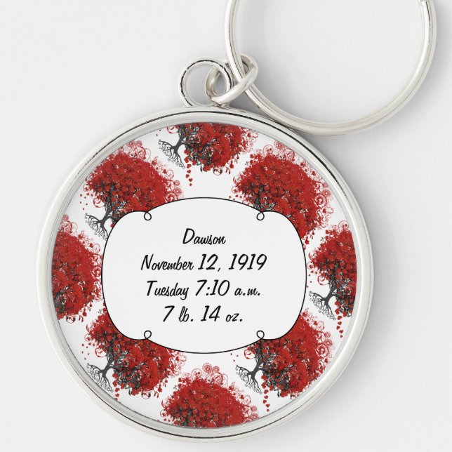 Red Heart Leaf Tree Key Ring (Front)