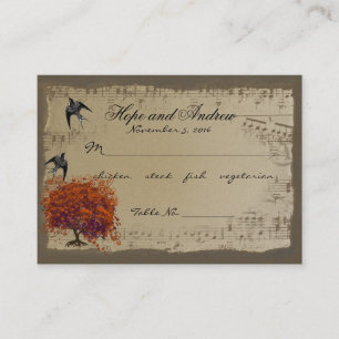 Red Heart Leaf Tree Place Card Menu Selection