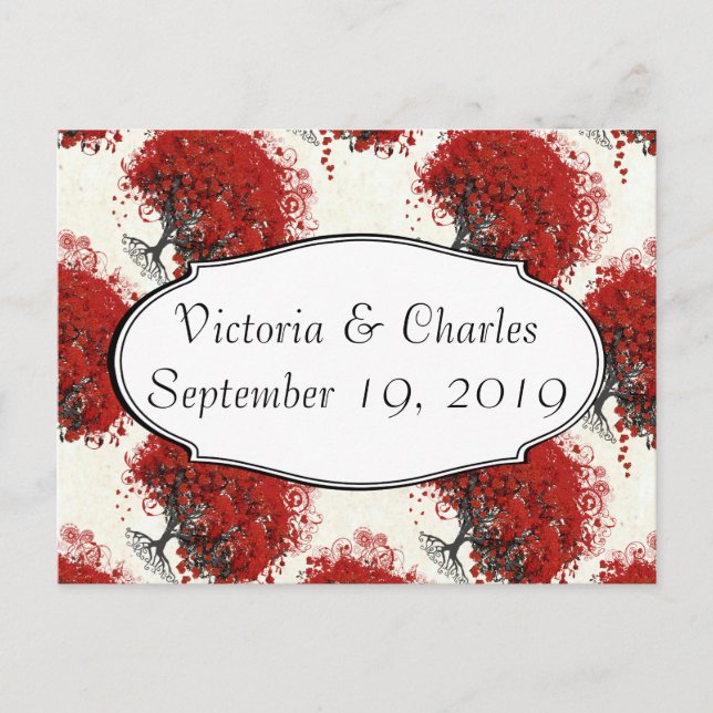 Red Heart Leaf Tree Postcard (Front)