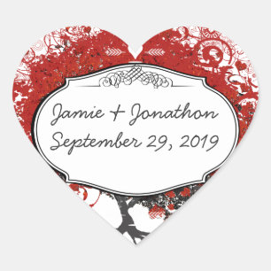 Red Heart Leaf Tree Sticker