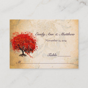 Red Heart Leaf Tree Table Place Cards