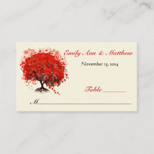 Red Heart Leaf Tree Table Place Cards