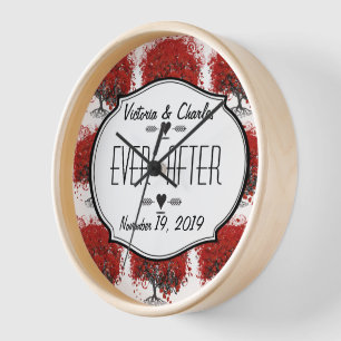 Red Heart Leaf Tree Wall Clock