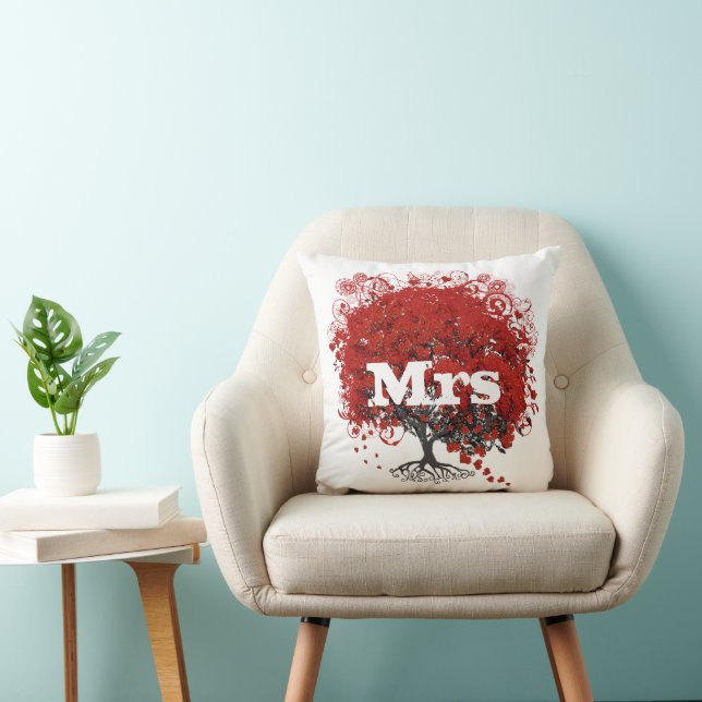 Red Heart Leaf Tree Wedding Cushion (Chair)