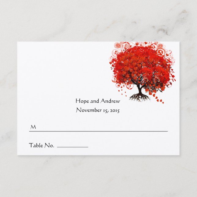 Red Heart Leafed Tree Enclosure Card (Back)