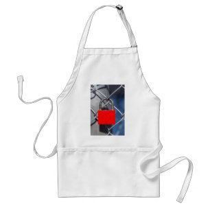 Red heart lock on fence standard apron