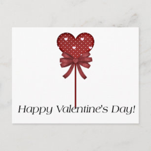 Red Heart Lollipop Happy Valentine's Day Postcards