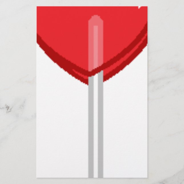 red heart lollipop stationery (Front)