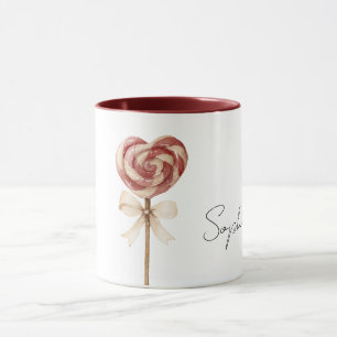Red Heart Lollipop Sucker Mug