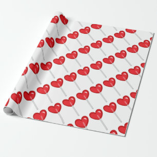 red heart lollipop wrapping paper