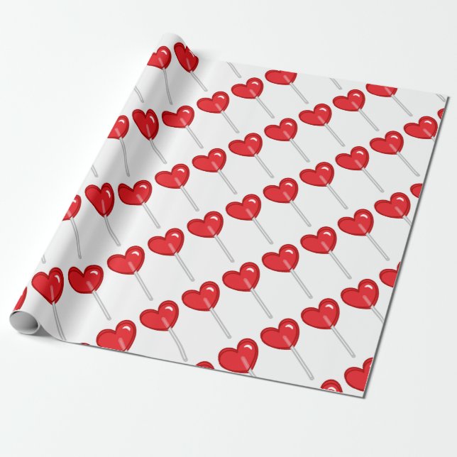 red heart lollipop wrapping paper (Unrolled)