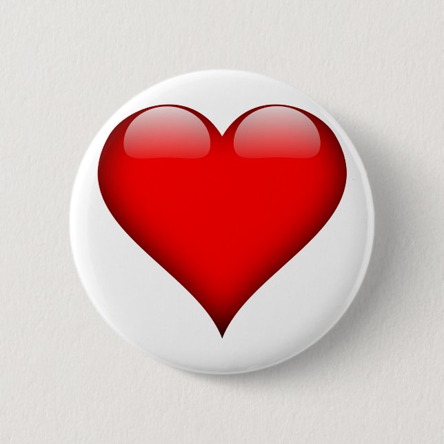 Red Heart Love 6 Cm Round Badge (Front)