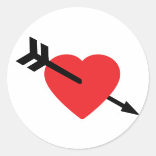 Red Heart Love Amor Arrow Classic Round Sticker
