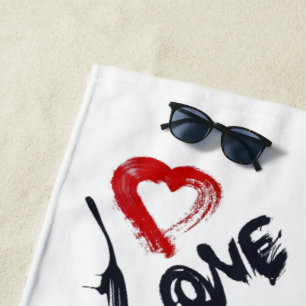 Red Heart Love Beach Towel