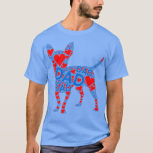 Red Heart Love Blue Dad Chihuahua Dog Daddy Fathe T-Shirt