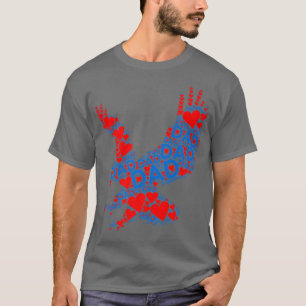 Red Heart Love Blue Dad Eagle Bird Daddy Father's T-Shirt